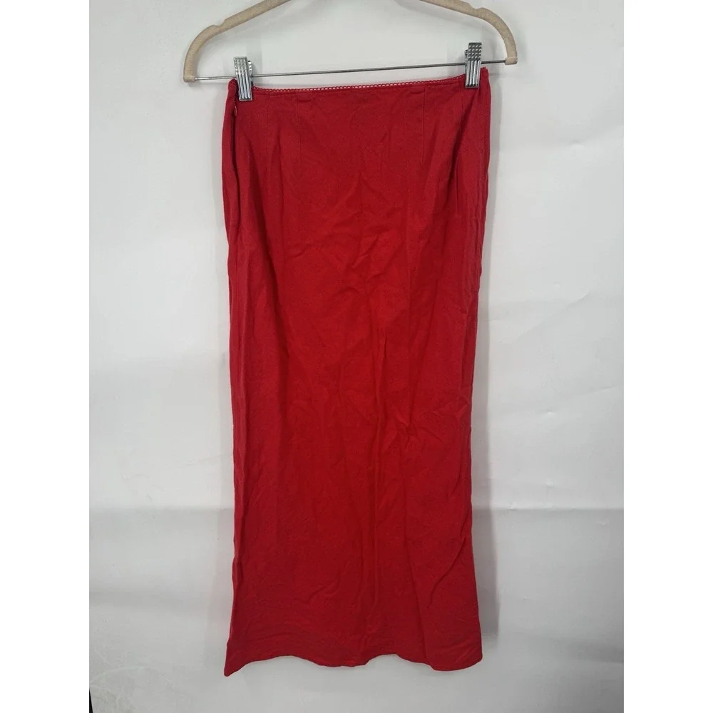 Wild Fable Dainty Ditsy Maxi‎ Skirt Women S Red Peasant Prairie Whimsy Linen